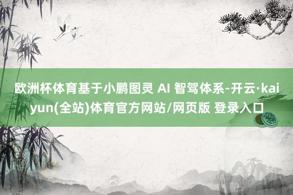 欧洲杯体育基于小鹏图灵 AI 智驾体系-开云·kaiyun(全站)体育官方网站/网页版 登录入口