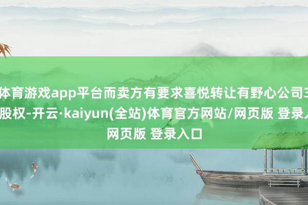 体育游戏app平台而卖方有要求喜悦转让有野心公司30%股权-开云·kaiyun(全站)体育官方网站/网页版 登录入口
